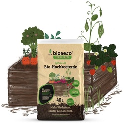 Landshop24 Bio-Erde Bio-Hochbeeterde „Gemüse satt“ 40L bionero® Bioerde, mit Nährstoffen, (Sack), Terra Preta Schwarzerde