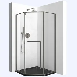 mai & mai Fünfeckdusche 90x90 cm mit Drehtür Duschkabine Eckdusche 8mm Esg-sicherheitsglas Nano-beschichtung Duschabtrennung Ravenna68k-plus
