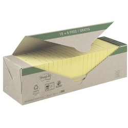 Post-it Notes (Recycle) Haftnotizen »Recycling Notes« 76 x 76 mm - 24 Blöcke gelb gelb