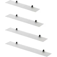 Euro Tische Wandregal aus Glas, 90 cm, Glasregal für Badezimmer, Duschregal aus Klarglas geriffelt mit 6 mm ESG-Sicherheitsglas und Metallhalterungen (Klarglas gerillt)