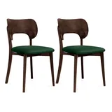 KONSIMO® Holzstuhl LYCO Esszimmerstühle, ergonomische Rückenlehne, Walnuss dunkel (Set, 2 St), Gestell aus Massivholz, Veloursitz, hergestellt in der EU grün