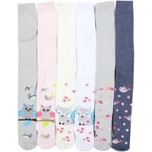 TupTam Strumpfhose Mädchen Bunt Gemustert 6er Pack – Warme Strickstrumpfhosen für Herbst und Winter, Farbe: Farbenmix 7, Größe: 62-74 - 62-74