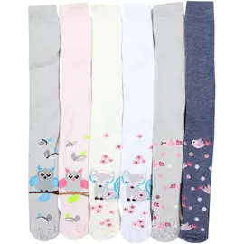 TupTam Strumpfhose Mädchen Bunt Gemustert 6er Pack – Warme Strickstrumpfhosen für Herbst und Winter, Farbe: Farbenmix 7, Größe: 62-74 - 62-74
