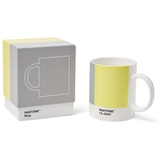 Pantone Porzellan Kaffeetasse, dickwandig, Kaffeebecher spülmaschinenfest, 375ml, inkl. Geschenkbox, Illuminating 13-0647 & Ultimate Gray 17-5104, CoY2021, 101032021