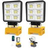 Akku Lampe Kompatibel mit Dewalt 18V, T-SUNUS LED Baustrahler Akku, Superheller LED Strahler mit 2 Helligkeiten, USB und Typ-C für Baustellen, Garagen, Camping, Notfall(ohne Akku)