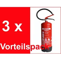 Dreierset 6 kg ABC Protex Feuerlöscher mit Kunststoffstandfuß 6 kg Pulver ABC Incl. Erstabnahme - vom Brandschutz Fachhändler seit 1997