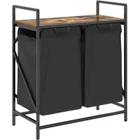 VidaXL Wäschekorb 2 Fächer mit Ablage Räuchereiche