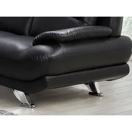 vente-unique Vente-unique-Sofa 3-Sitzer, - Kunstleder - Schwarz, - MUSKO
