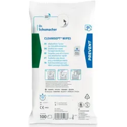 Dr. Schumacher CLEANISEPT WIPES Desinfektionstücher, Alkoholfreie Tücher zur Schnelldesinfektion, 1 Nachfüllpackung = 100 Tücher