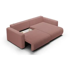 Fun Möbel Ecksofa Sofa mit Schlaffunktion CHAIRA Stoff Curio Rose Ottomane Rechts - Rosa