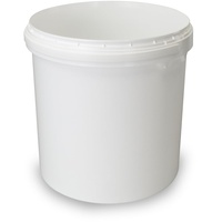 Trevendo Eimer mit Deckel 10l weiß 1x 10 Liter - lebensmittelecht, stabil, luftdicht, auslaufsicher, geruchsneutral - Aufbewahrungsbehälter aus Kunststoff, mit Henkel - leer