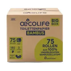 Fripa oecolife Toilettenpapier, BAMBUS, 3-lagig, naturbeige 1617500 , 1 Karton = 75 Rollen à 180 Blatt