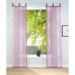 Schiebegardine MY HOME "Dimona" Gr. 1, lila (beere), B:57cm H:145cm, Voile, Polyester, Gardinen, 2er-Set, Fertiggardine, inkl. Beschwerungsstange, Wellen