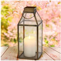 Marrakesch Orient & Mediterran Interior Orientalische Laterne Windlicht Mahdi aus Glas mit Tür 25 cm Wohndeko