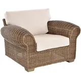 Wohnzimmersessel Chester Lounge Rattansessel Rattan Sessel (Grau Natur-rund)