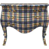 Casa Padrino Barock Kommode mit 3 Schubladen Cremefarben / Weiß / Schwarz / Rot - Gestreifte Massivholz Kommode im Barockstil - Handgefertigte Barock Möbel