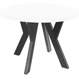 Dekori Möbel Runder Ausziehbarer Tisch für Esszimmer mit Holzbeinen, Pero, Loft-Stil, Skandinavische, Durchmesser Varianten: von 90 bis 220 cm (Weiß/Schwarz, 90/140 cm)