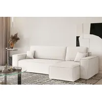 Kaiser Möbel Ecksofa mit schlaffunktion und bettkasten, Ecksofa L-Form, Eckcouch L-Form BEST stoff NEVE Rechts Ecru - Beige