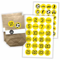 Watt n KRAM Adventskalender Fußball Aufkleber Etiketten selbst basteln DIY - 48 Etiketten gelb-schwarz/nur Sticker