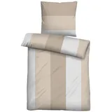 biberna Satin-Bettwäsche SELINA, Taupe - Beige - Weiß - 135 x 200 cm - mit Reißverschluss