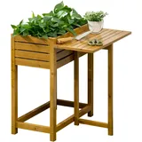 Outsunny Hochbeet Blumenkasten mit klappbarer Tischplatte, Kräuterbeet mit Innenverkleidung aus Vlies, für Garten, Terrasse, Holz, Braun,
