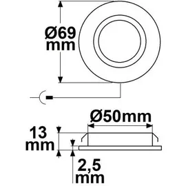 Fiai IsoLED ISOLED Möbeleinbaustrahler MINI AMP, rund, 3W, 120°, 24V DC, 3000K, IP20, dimmbar, Alu gebürstet ISO-115722