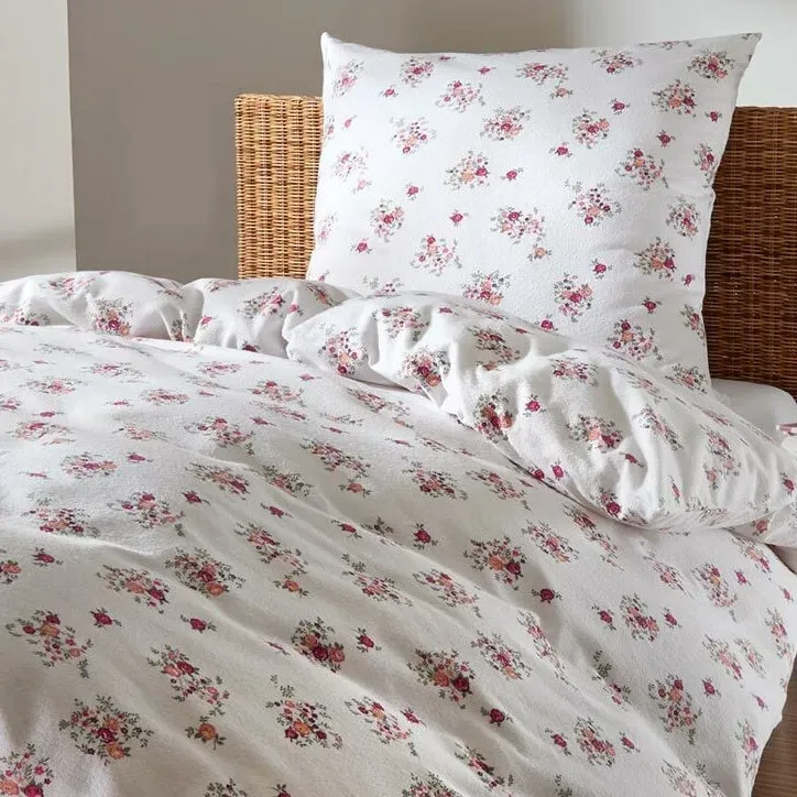 Traumschlaf Frottee Bettwäsche Claire rot 135x200 cm + 80x80 cm - rot;weiß