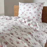 Traumschlaf Frottee Bettwäsche Claire rot 135x200 cm + 80x80 cm - rot;weiß