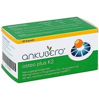 ANKUBERO osteo plus K2, 60 Kapseln, Calcium hochdosiert 500mg plus Vitamin D3 und K2 MK7, vegetarische Calziumtabletten mit Vitamin D, zuckerfrei, deutscher Hersteller