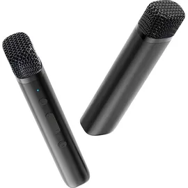 ikarao Karaoke-Set mit drahtlosen Mikrofonen (Aktiv), PA Lautsprecher, Schwarz