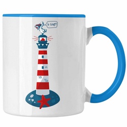 Trendation Tasse Trendation – Is Watt Tasse Geschenk Norddeutschland Moin Leuchtturm Kaffeetasse Möwe Nordnerney Sylt Fähr Baltrum blau