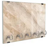 DEQORI Schlüsselbrett 'Helle Marmorfläche', (1 St), Schlüsselhalter Schlüssel Haken Schlüsselboard modern Schlüsselleiste beige