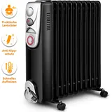 Ardes AR4R11BTE Oillo 11T Elektro-Ölradiator, 11 Heizelemente, Timer, 3 Leistungen, Turbo-Ventilation, mit Rädern, 2500 W, Schwarz und Silber