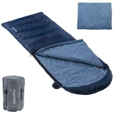 Skandika Deckenschlafsack + Luxus-Qualität, Baumwolle/Flanell Innenfutter, bis -20°C - 220 x 80 cm, BLAU|dunkelblau No Size