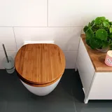 BANJADO Design Toilettensitz aus Bambus, WC-Sitz Holz 45,5x37x5cm, Klodeckel mit Universal Scharnieren und Absenkautomatik, Toilettendeckel