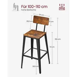 VASAGLE Barhocker LBC078B01 braun, 2 St.