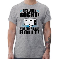 Shirtracer T-Shirt Das Leben rockt! Wohnwagen schwarz Hobby Outfit grau 5XL