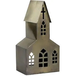 Chic Antique Lichthaus Kirche aus Metall, H35/L18/B12 cm, antique messing