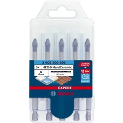 Bosch EXPERT HEX-9 HardCeramic Dachziegel Bohrer Set 6,0 x 90 mm 5 tlg. ( 2608900599 ) Carbide Technology