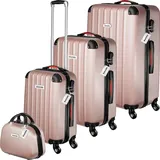 Tectake tectake® Hartschalenkoffer-Set, Cleo 4-teilig, 3 Trolleys, 1 Beauty Case inkl. Kofferwaage und -anhänger - Gold