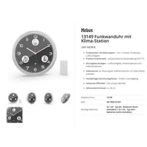 MEBUS Funkwanduhr 30 cm 13149 grau