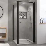 Breuer Elana 6 Black Edition Drehtür für Seitenwand oder Badewannenseitenwand (auf Wanne) oder Nische Türanschlag rechts Klarglas hell 80 cm - Schwarz matt - 0612 031 001 003
