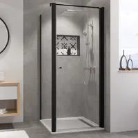 Breuer Elana 6 Black Edition Drehtür für Seitenwand oder Badewannenseitenwand (auf Wanne) oder Nische Türanschlag rechts Klarglas hell 80 cm - Schwarz matt - 0612 031 001 003