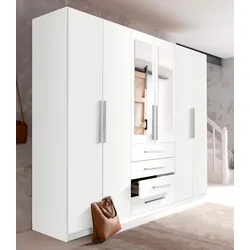 Kleiderschrank RAUCH "Kempten", weiß, B:270cm H:210cm T:54cm, Schränke, mit Spiegel und Schubkästen