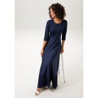 Aniston CASUAL Maxikleid, Rockteil mit Volant aus Plissee, Gr. 40 - N-Gr, marine, , 66631227-40 N-Gr