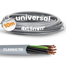 Lapp 10 Meter Lapp 1119304 Ölflex Classic 110 PVC-Steuerleitung 4x1,5 mm2 mit grün-gelben Schutzleiter 4G1,5 mm2 I Steuerkabel 4 adrig I Kabel 4 adrig