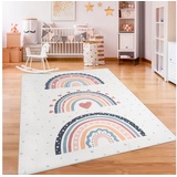 Paco Home Kinderteppich »Eliz 392«, rechteckig, 12 mm Höhe, Kurzflor, Spielteppich, Patchwork-Muster, Motiv Punkte & Regenbogen bunt