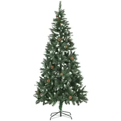 vidaXL Künstlicher Weihnachtsbaum Kiefernzapfen Weißem Glitzer 210 cm