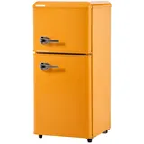 Merax Retro Mini Kühlschrank mit Gefrierfach, 60L, 2 Türen, 88,8 cm, kompakt für Single, Büro & Hotel Minibar, 102 kWh/Jahr, Gelb