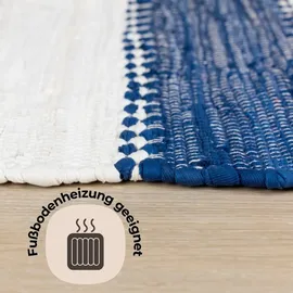 OTTO home Benja Handwebteppich 60 x 110 cm Blau/Weiß